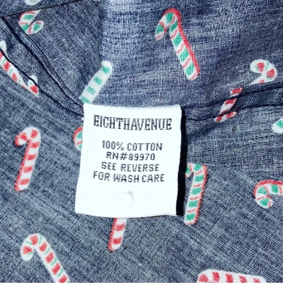 Men's Christmas Navy Blue Candy Cane Print Shirt Size Medium | Holidays - Picture 5 of 10